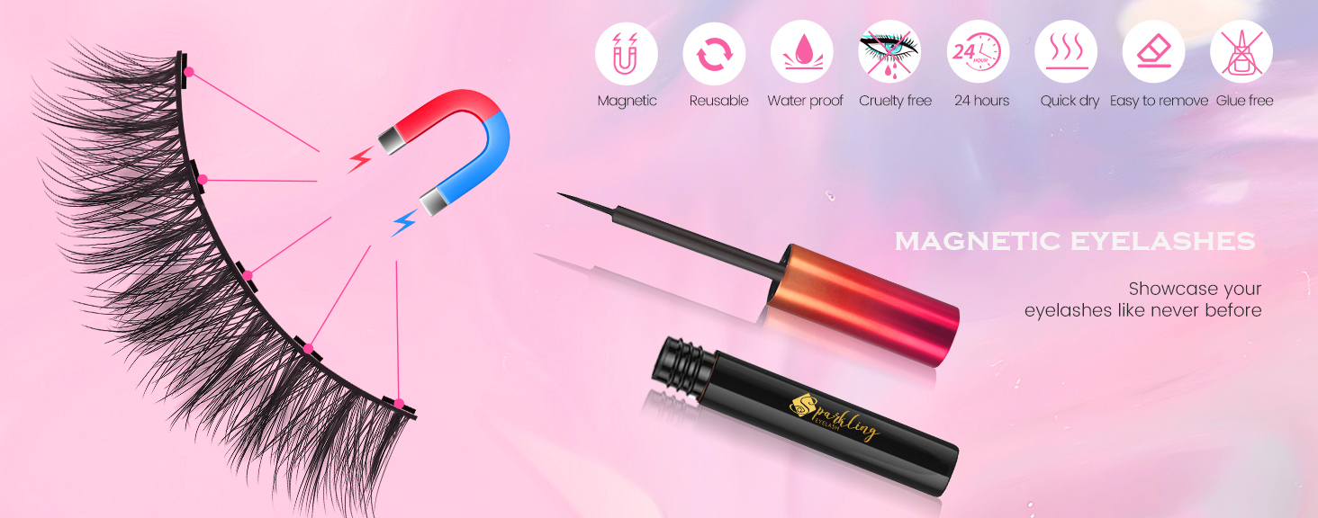 Få det perfekte glam-look med Pingdu Sparkling Eyelash® 3D Magnetic Eyelash Kit