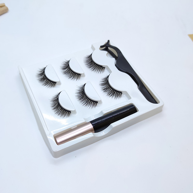 3 par magnetiske øjenvipper med vandtæt magnetisk eyeliner