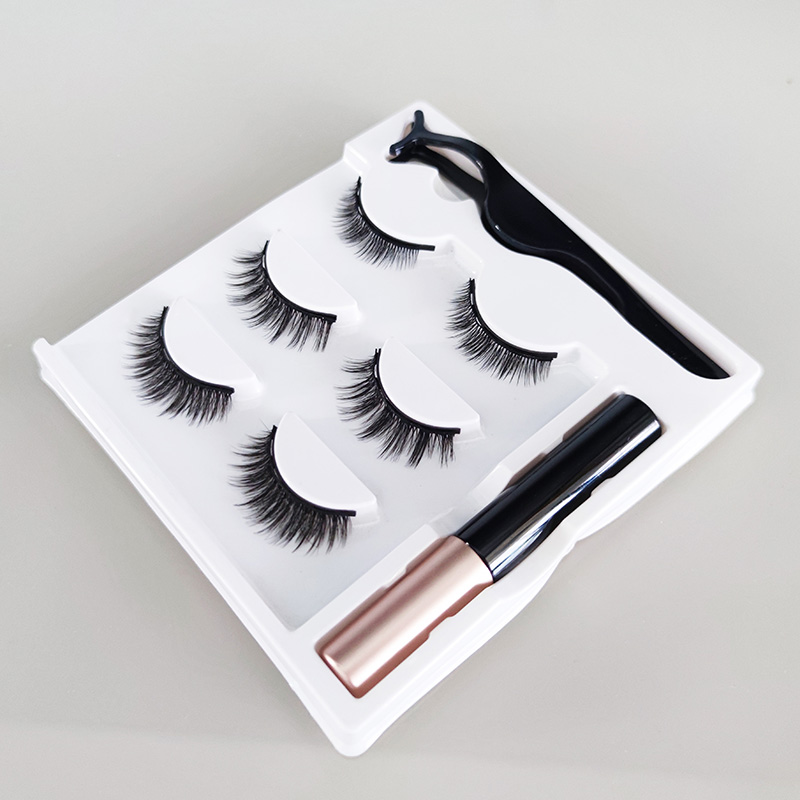 3D magnetiske vipper naturligt look med eyeliner og pincet